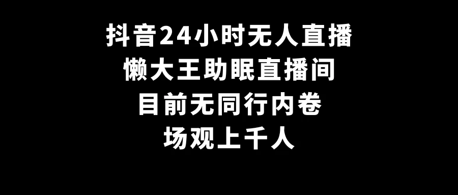 抖音24小时无人直播,懒大王助眠直播间,目前无同行内卷,场观上千人 - 简单网创项目资源网