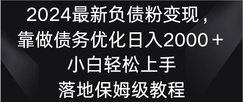 2024最新负债粉变现，靠做债务优化日入2000＋小白轻松上手 落地保姆级教程 - 简单网创项目资源网
