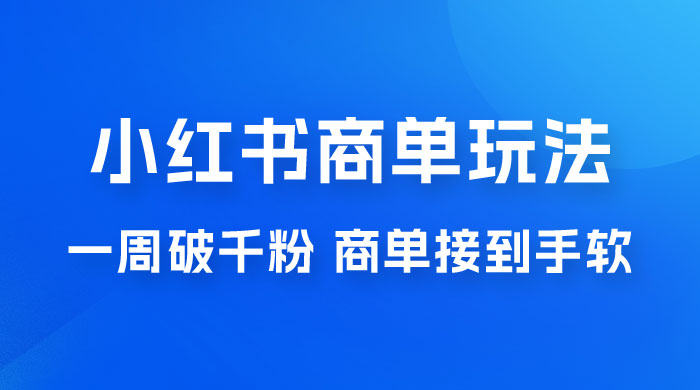 小红书商单蓝海玩法，一周破千粉，商单接到手软，一单 150-800 - 简单网创项目资源网