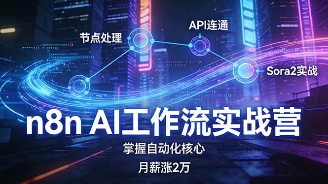 （17458期）n8n AI工作流实战营，节点处理+API连通+Sora2实战，掌握自动化核心月薪涨2万 - 简单网创项目资源网