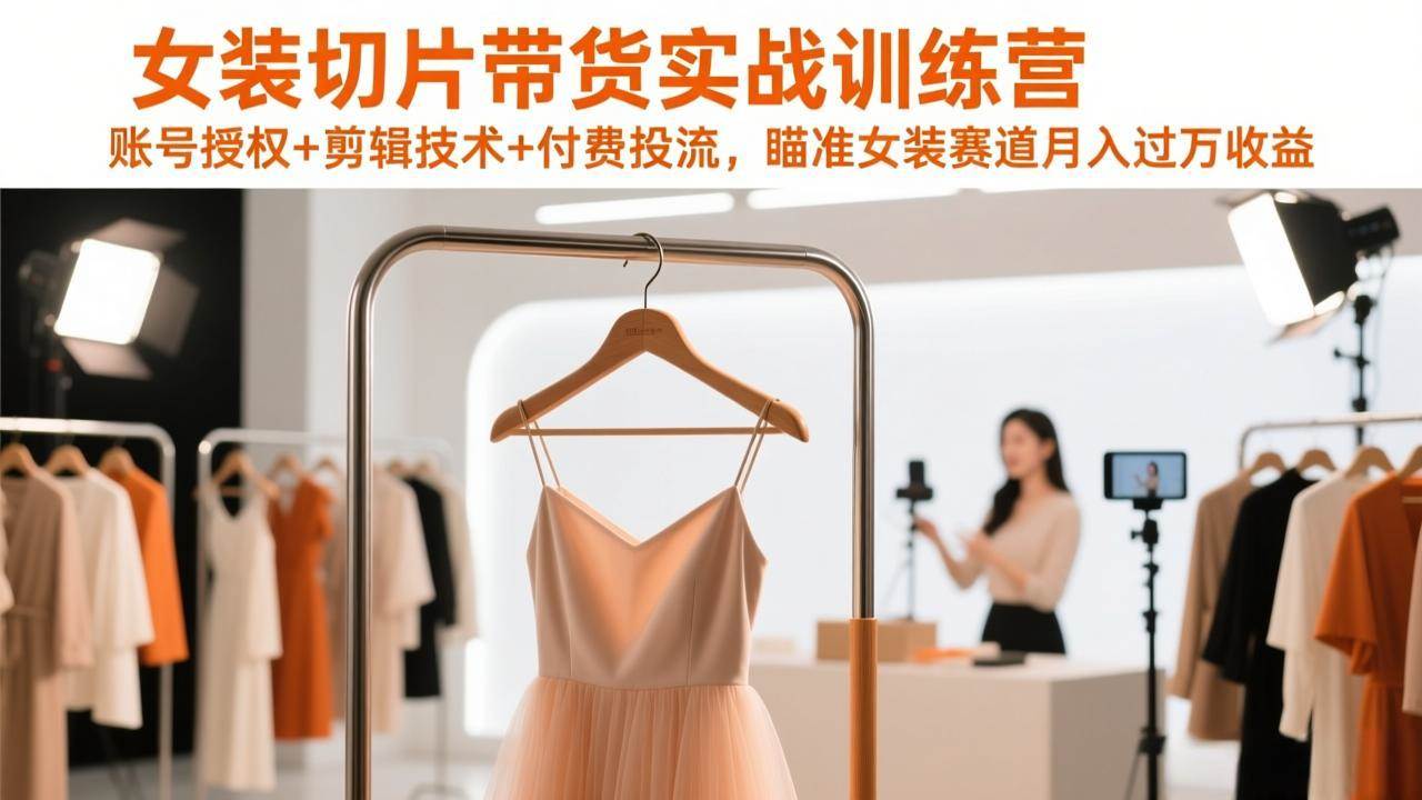 （17357期）女装切片带货实战训练营，账号授权+剪辑技术+付费投流，瞄准女装赛道月入过万收益 - 简单网创项目资源网