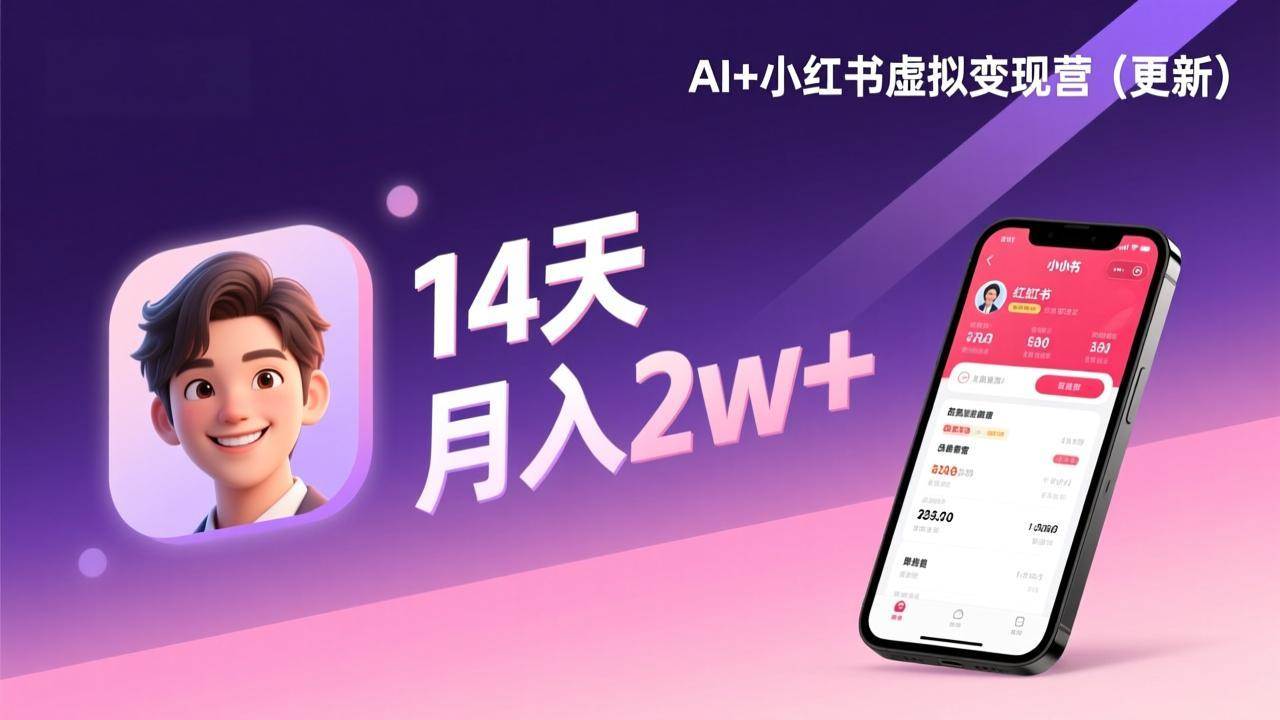 （17275期）AI+小红书虚拟变现营（更新），14天掌握选品、笔记、成交，打造自动化月入2w+事业 - 简单网创项目资源网