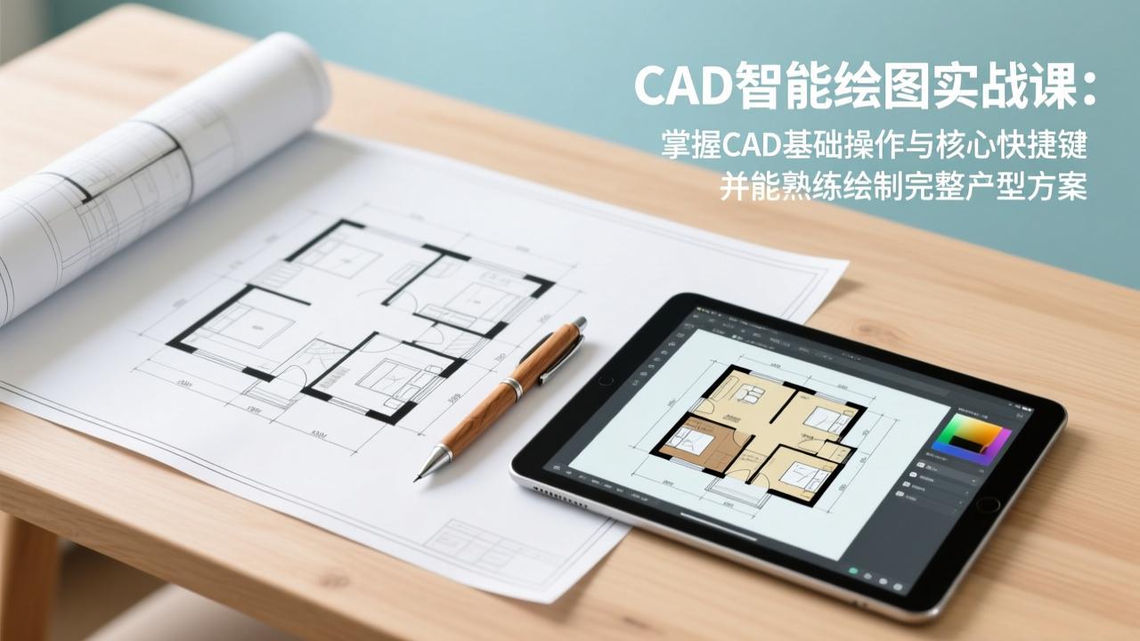 CAD智能绘图实战课：掌握CAD基础操作与核心快捷键，并能熟练绘制完整户型方案 - 简单网创项目资源网