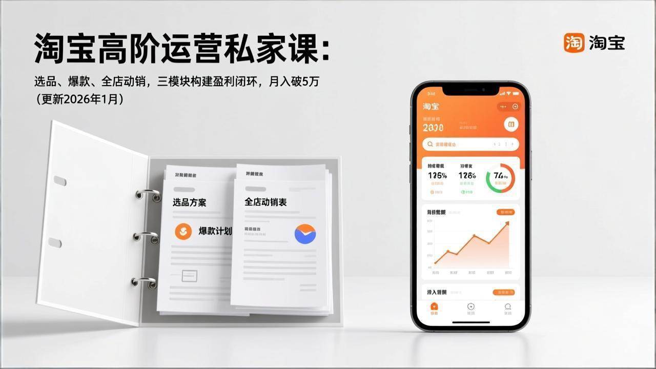 （17280期）淘宝高阶运营私家课：选品、爆款、全店动销，三模块构建盈利闭环，月入破5万（更新26年1月） - 简单网创项目资源网