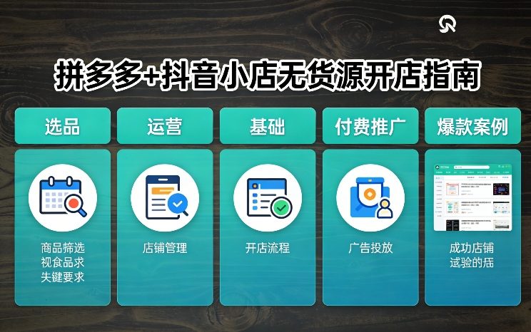 拼多多+抖音小店无货源开店，包括：选品、运营、基础、付费推广、爆款案例等(更新26年2月) - 简单网创项目资源网