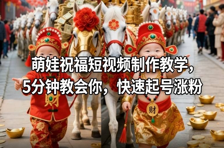 萌娃祝福短视频制作教学，5分钟教会你，快速起号涨粉 - 简单网创项目资源网