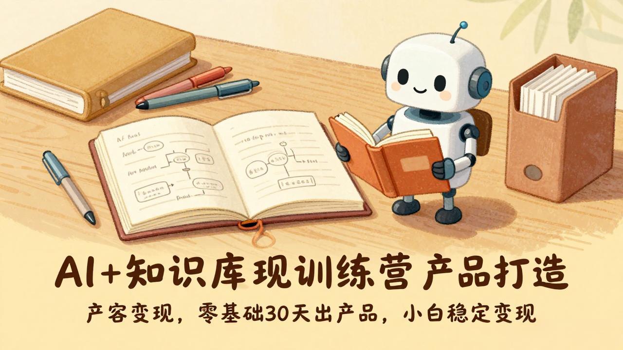 AI+知识库变现训练营，产品打造、内容创作、全平台变现，零基础30天出产品，小白稳定变现 - 简单网创项目资源网