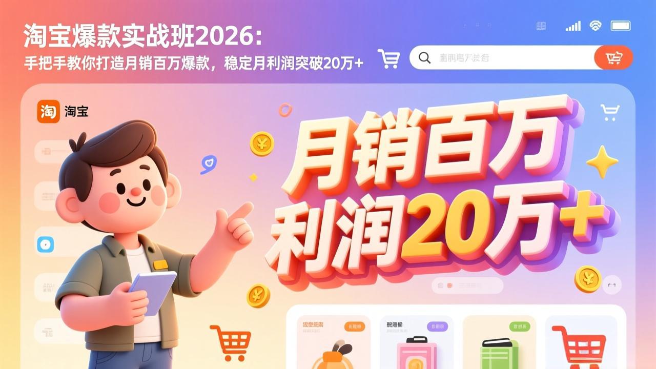 淘宝爆款实战班-2026年2月更新：手把手教你打造月销百万爆款，稳定月利润突破20万+ - 简单网创项目资源网