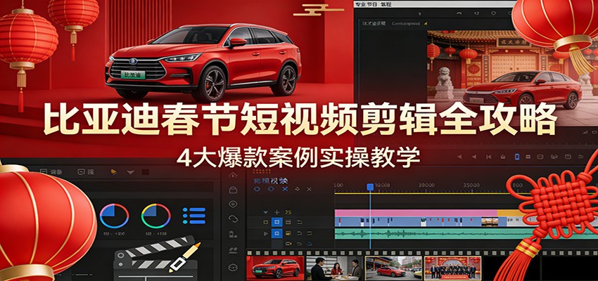 比亚迪春节短视频剪辑全攻略，4大爆款案例实操教学 - 简单网创项目资源网