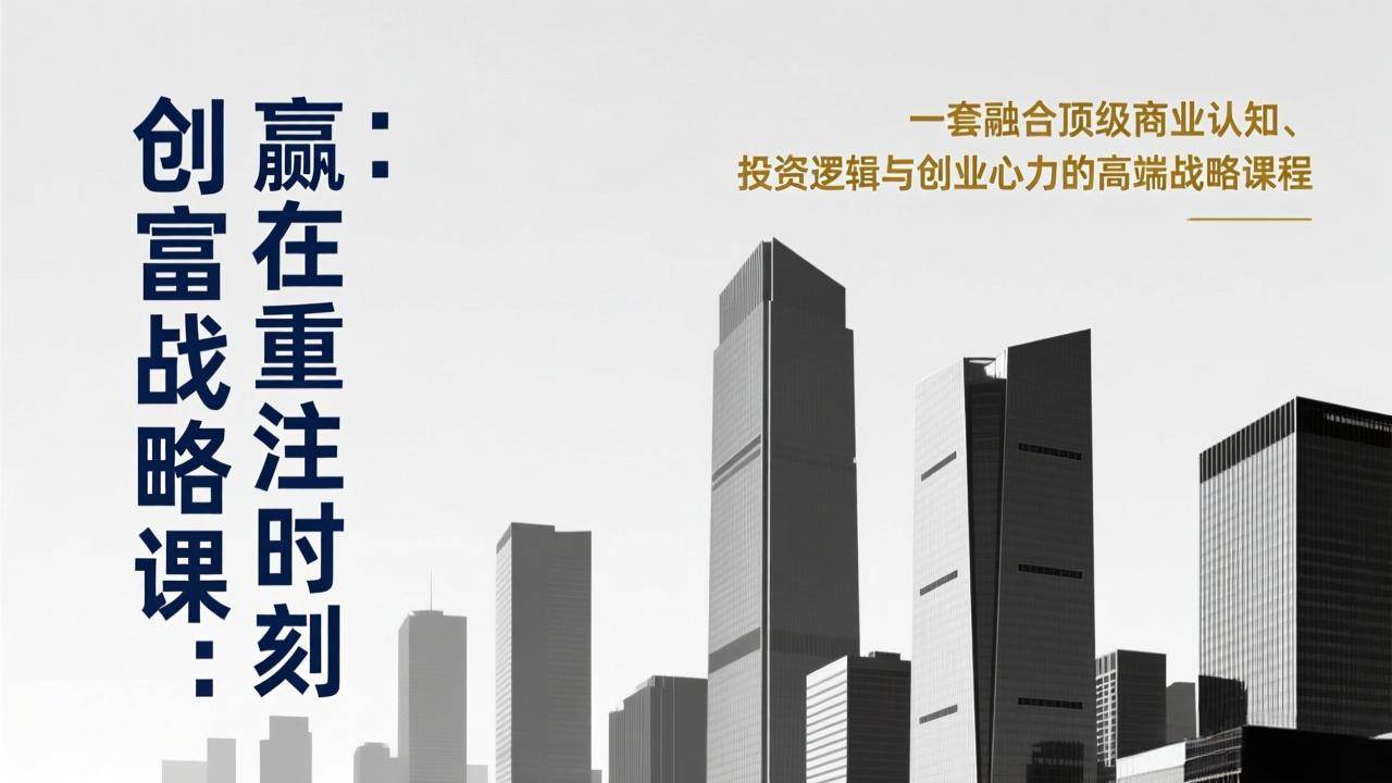 （17337期）《创富战略课：赢在重注时刻》一套融合顶级商业认知、投资逻辑与创业心力的高端战略课程 - 简单网创项目资源网
