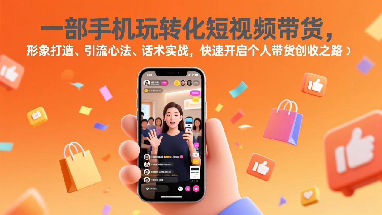 一部手机玩转化短视频带货，形象打造、引流心法、话术实战，快速开启个人带货创收之路 - 简单网创项目资源网