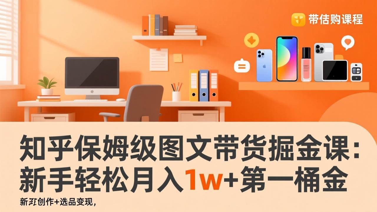 知乎保姆级图文带货掘金课：账号打造+爆文创作+选品变现，新手轻松月入1w+第一桶金 - 简单网创项目资源网