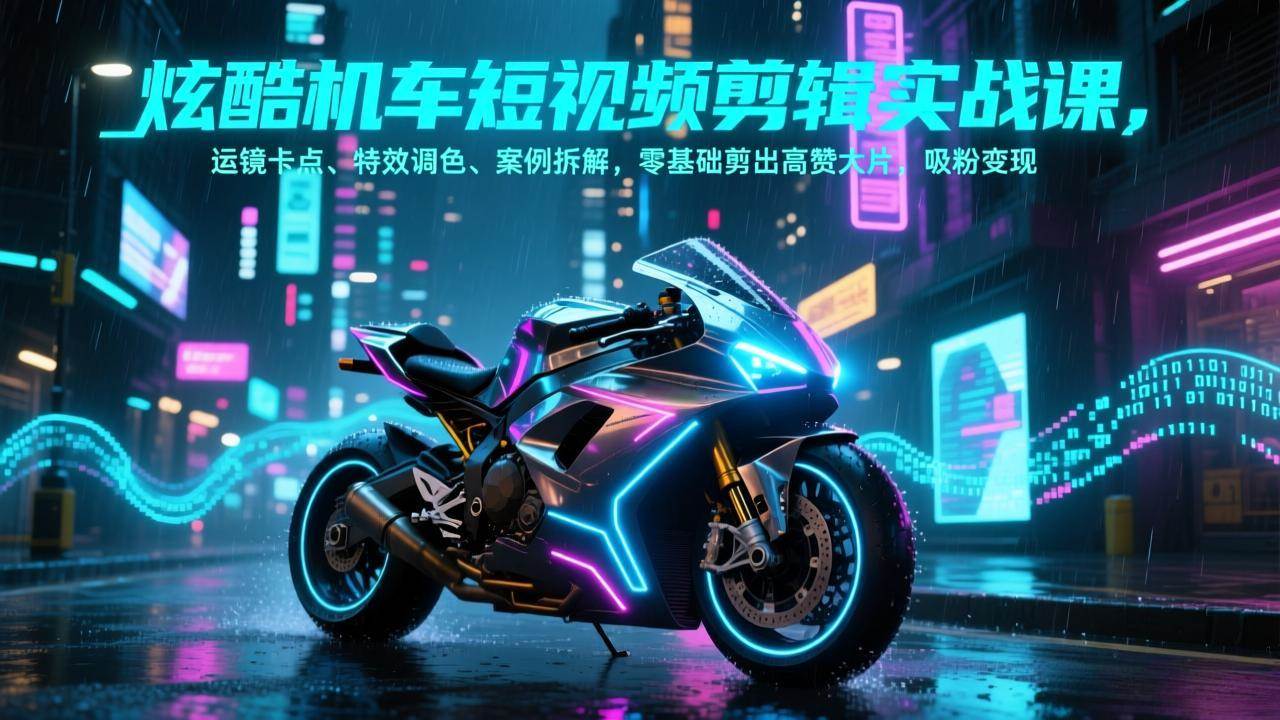 （17304期）炫酷机车短视频剪辑实战课，运镜卡点、特效调色、案例拆解，零基础剪出高赞大片，吸粉变现 - 简单网创项目资源网