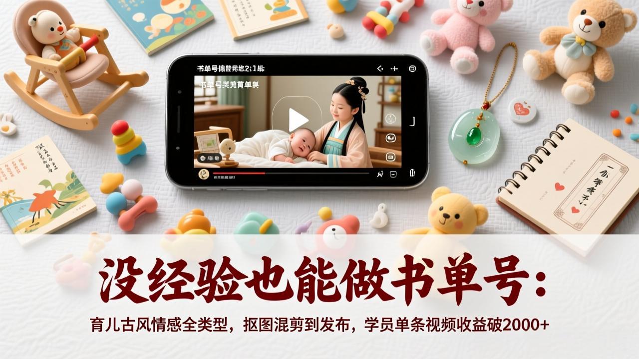 没经验也能做书单号：育儿古风情感全类型，抠图混剪到发布，学员单条视频收益破2000+ - 简单网创项目资源网