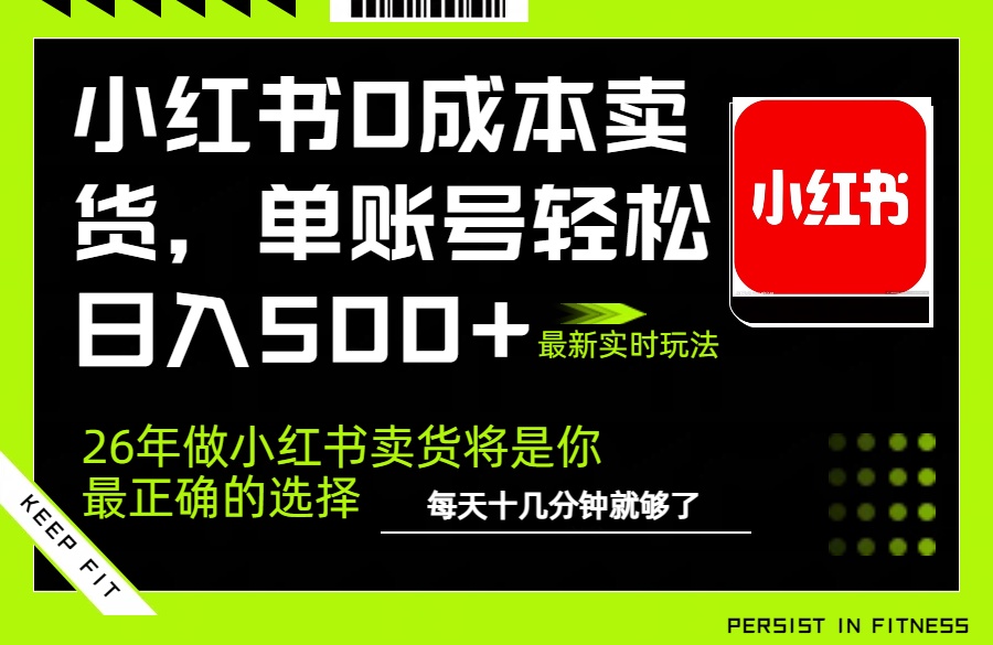 小红书0成本AI卖货，单账号轻松日入500+，完全托管AI，可矩阵放大 - 简单网创项目资源网