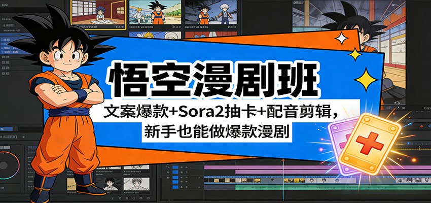 悟空漫剧班：文案爆款+Sora2抽卡+配音剪辑，新手也能做爆款漫剧 - 简单网创项目资源网
