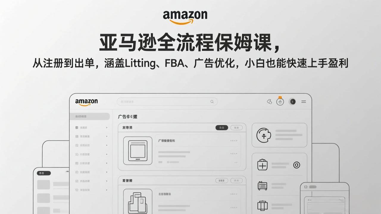 （17293期）亚马逊全流程保姆课，从注册到出单，涵盖Listing、FBA、广告优化，小白也能快速上手盈利 - 简单网创项目资源网
