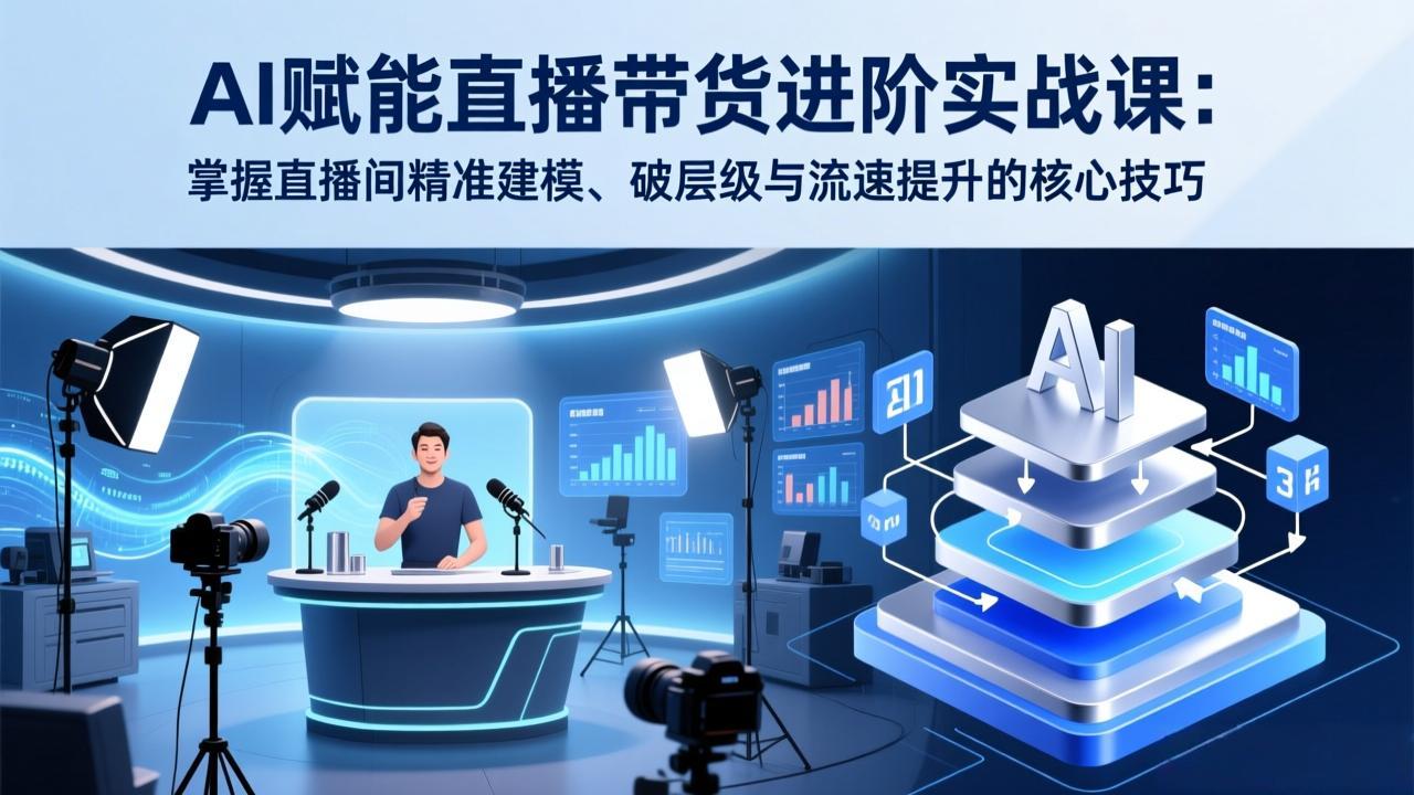 AI赋能直播带货进阶实战课：掌握直播间精准建模、破层级与流速提升的核心技巧 - 简单网创项目资源网