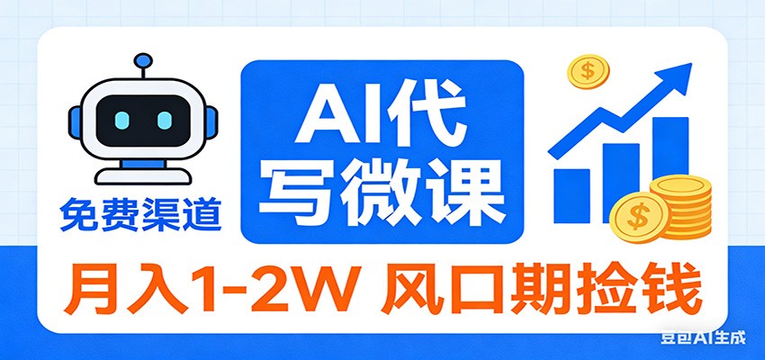 2026告别打工！AI 代写微课，提供免费渠道，月入 1-2W 风口期捡钱 - 简单网创项目资源网