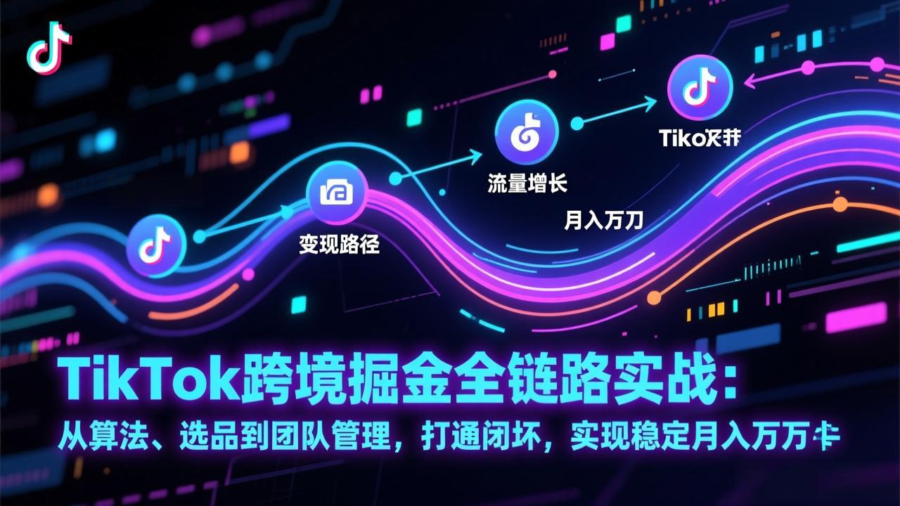 TikTok跨境掘金全链路实战：从算法、选品到团队管理，打通闭环，实现稳定月入万刀 - 简单网创项目资源网