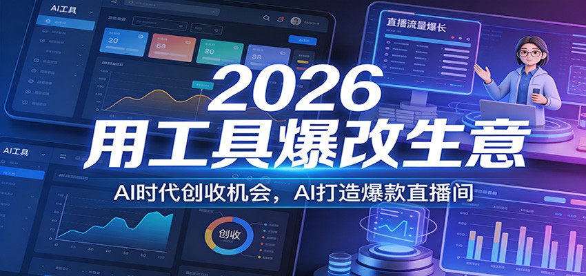2026用工具爆改生意，AI时代创收机会，AI打造爆款直播间 - 简单网创项目资源网