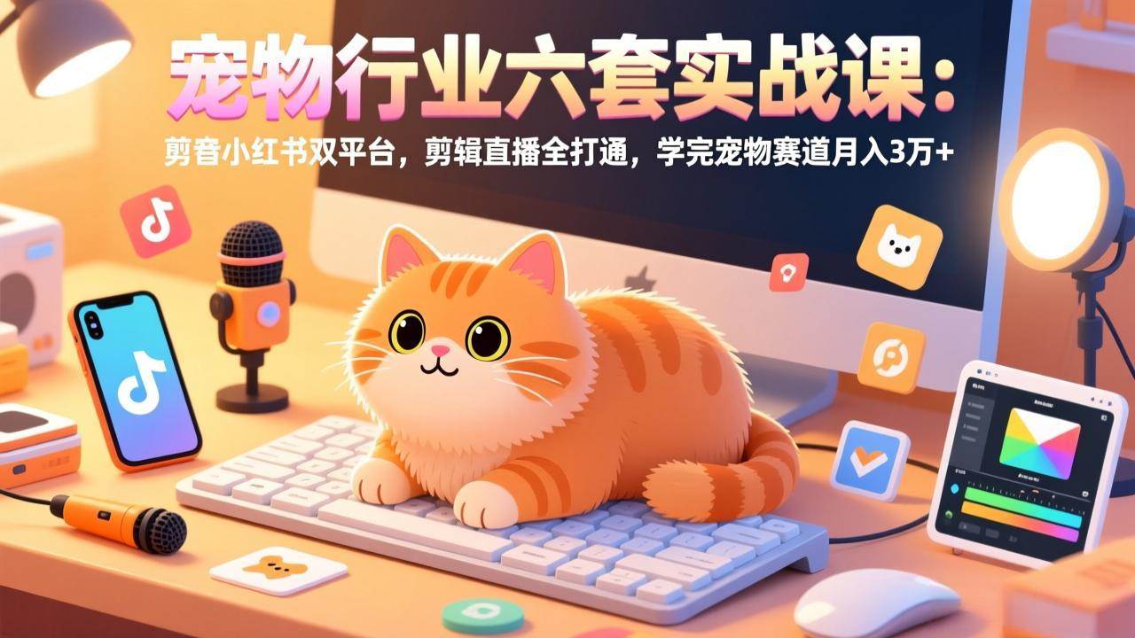 （17411期）宠物行业六套实战课：抖音小红书双平台，剪辑直播全打通，学完宠物赛道月入3万+ - 简单网创项目资源网