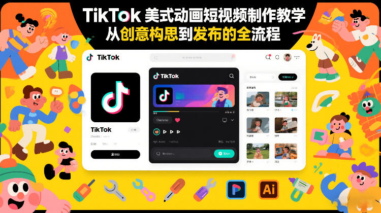 TikTok美式动画短视频制作教学，从创意构思到发布的全流程 - 简单网创项目资源网