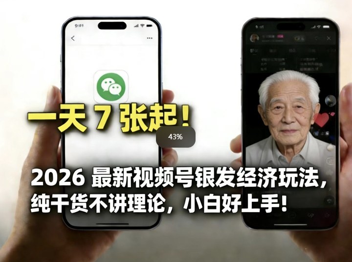 2026最新视频号银发经济玩法，轻松每天7张起，小白也可做 - 简单网创项目资源网