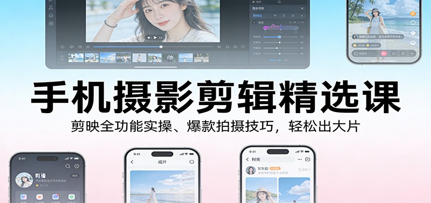 手机摄影剪辑精选课：剪映全功能实操、爆款拍摄技巧，轻松出大片 - 简单网创项目资源网