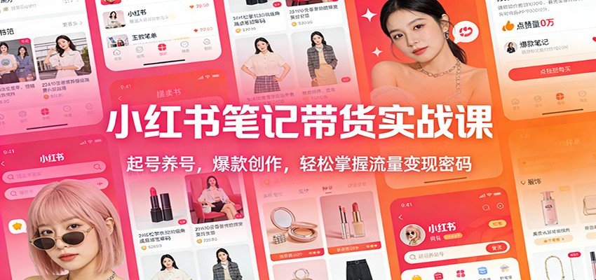 小红书笔记带货实战课：起号养号，爆款创作，轻松掌握流量变现密码 - 简单网创项目资源网