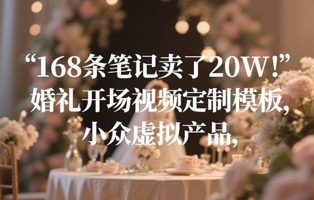 168条笔记卖了20W！婚礼开场视频定制模板，小众虚拟产品 - 简单网创项目资源网