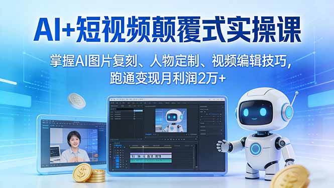 （17454期）AI+短视频颠覆式实操课：掌握AI图片复刻、人物定制、视频编辑技巧，跑通变现月利润2万+ - 简单网创项目资源网