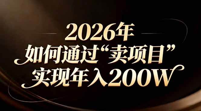 （17309期）站在2026年的十字路口：一个普通人如何通过卖项目实现年入200万 - 简单网创项目资源网