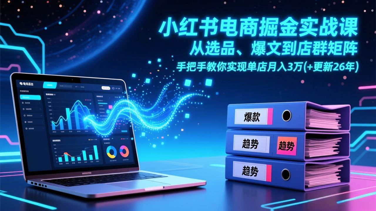 （17290期）小红书电商掘金实战课，从选品、爆文到店群矩阵，手把手教你实现单店月入3万+(更新26年) - 简单网创项目资源网
