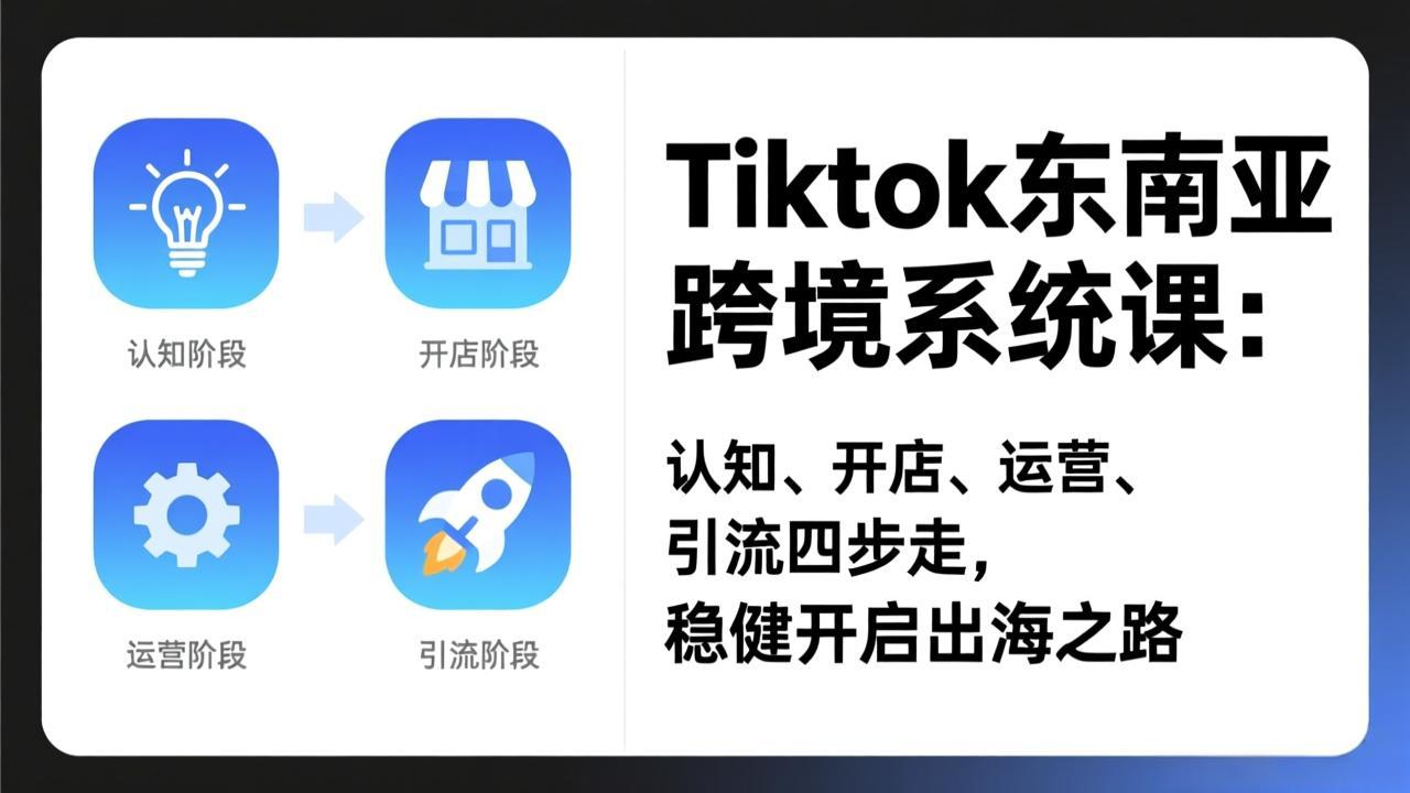 TikTok东南亚跨境系统课：认知、开店、运营、引流四步走，稳健开启出海之路 - 简单网创项目资源网