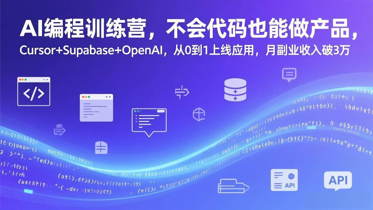（17388期）AI编程训练营，不会代码也能做产品，Cursor+Supabase+OpenAI，从0到1上线应用，月副业收入破3万 - 简单网创项目资源网