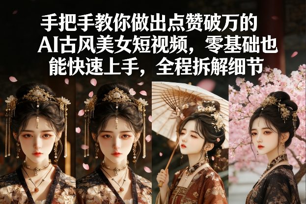 手把手教你做出点赞破万的AI古风美女短视频，零基础也能快速上手，全程拆解细节 - 简单网创项目资源网