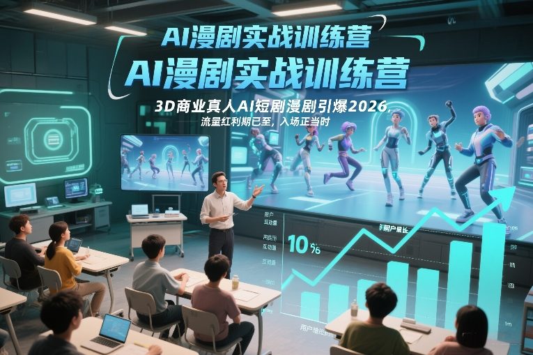 AI漫剧实战训练营，3D商业真人AI短剧漫剧引爆2026，流量红利期已至，入场正当时 - 简单网创项目资源网