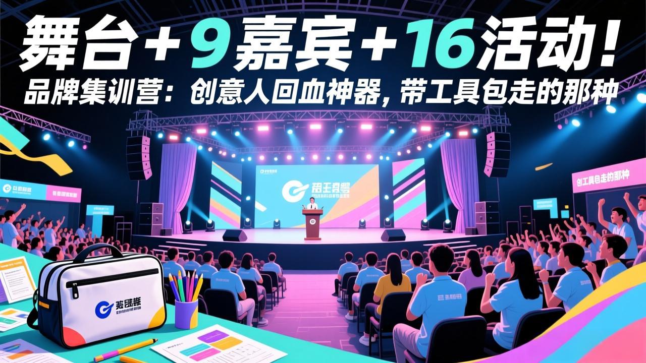 舞台 + 9 嘉宾 + 16 活动！品牌集训营：创意人回血神器，带工具包走的那种 - 简单网创项目资源网