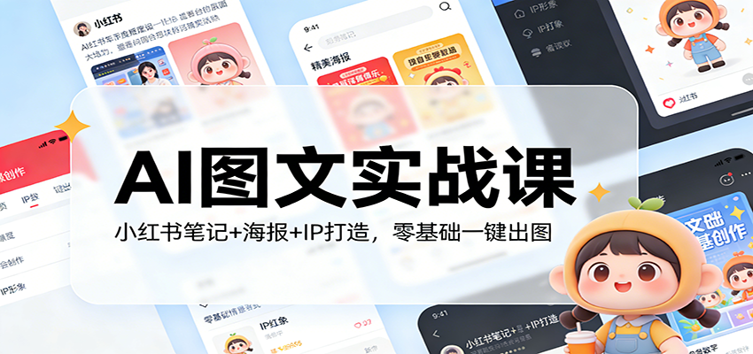 AI图文实战课：小红书笔记+海报+IP打造，零基础一键出图 - 简单网创项目资源网